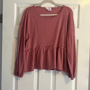 Pink Waffle Blouse